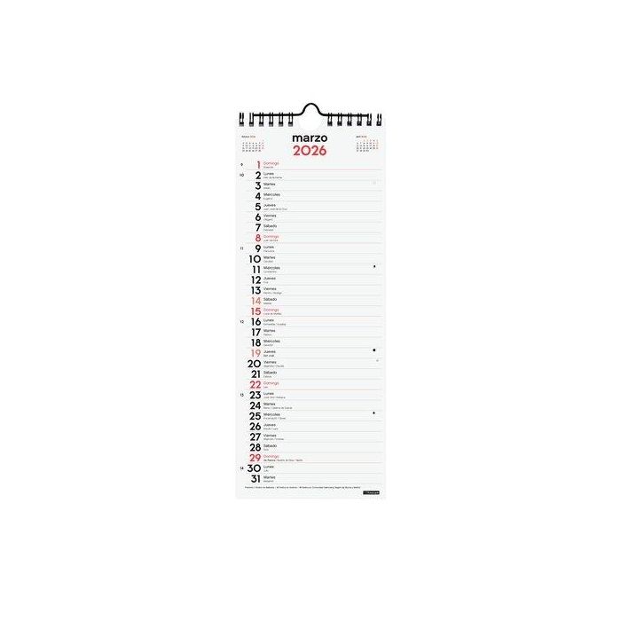 Finocam Calendario De Pared Para Escribir M-130x330 mm Neutro 2026