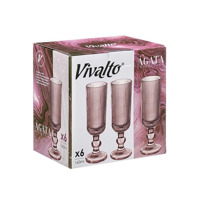 Copa Cava Rosa Rayas 160Ml Vivalto 6x18x6cm (24 Unidades) 2 Copa Cava Rosa Rayas 160Ml Vivalto 6x18x6cm (24 Unidades) 2