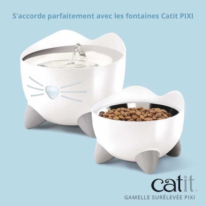 Comedero para gatos - CATIT - PIXI - 200 ml - Elevado - Cuencos extraíbles de acero inoxidable - Blanco 4
