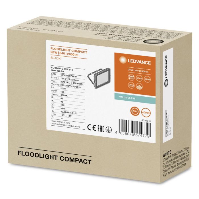 [LVE-4058075574779] Foco Proyector LED Ledvance 20W 2000Lm 4000K 100 x 100º IP65 1