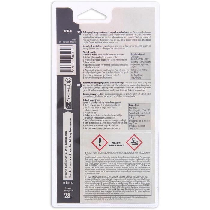 FACOM Glue epoxy - Jeringa bicomponente con tapón - 28g 1 FACOM Glue epoxy - Jeringa bicomponente con tapón - 28g 1