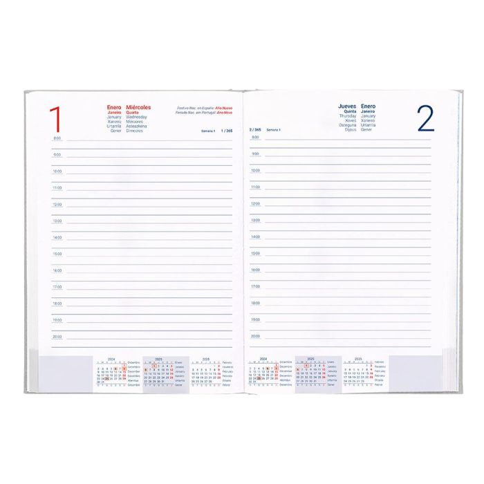 Agenda Encuadernada Liderpapel Creta 170x240 mm 2025 Dia Pagina Color Gris Papel 70 gr 6