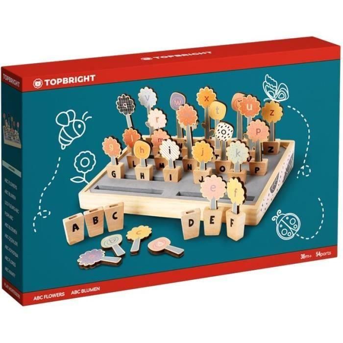 TOP BRIGHT Abc Flowers | Juego Educativo Alfabeto 26 Macetas Letras Mayúsculas y Minúsculas con Tarjetas para Aprender Ortografía 1