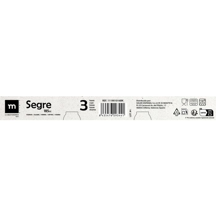 Set 3 Tazas Café Con Leche 185 cc Segre - Inde (16 Cajas) 3 Set 3 Tazas Café Con Leche 185 cc Segre - Inde (16 Cajas) 3