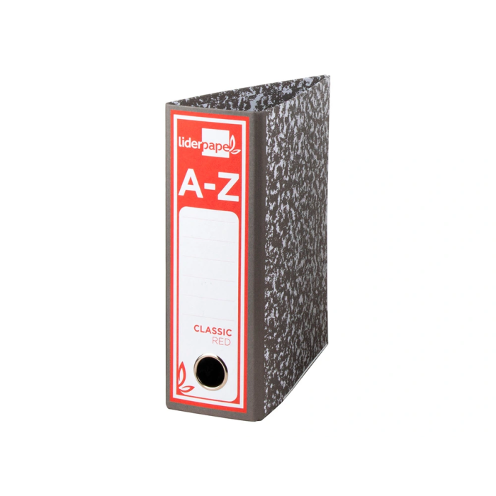 Liderpapel Archivador de Palanca Classic Cuarto Gris Lomo 80mm Cartón Entrecolado Compresor Metálico 1