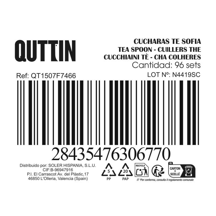 Inde - Set de 6 Cucharas de Té Sofía de Acero Inoxidable 1.5 mm, 13 x 2.6 cm - Diseño Elegante y Duradero (12 Cajas) 2