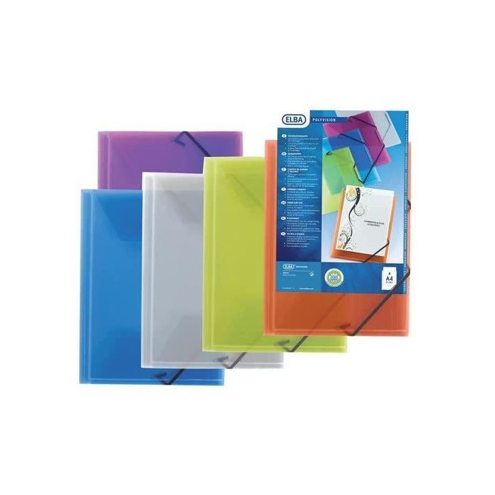 Carpeta De Gomas Y Solapas Elba Polyvision Pp A4 Personalizable Transparentes (Set de 12)