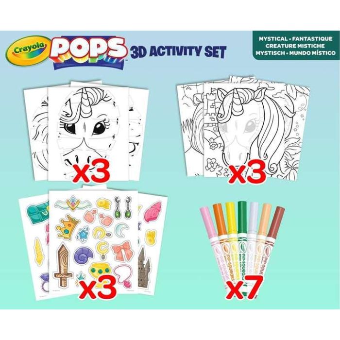 Actividades 3D color pops mystica setl con 3 fondos ,3 hojas 3d, 7 rotuladores,3 hojas adhesivas y cnta adhesiva. 29x22x2.6 cm 3 Actividades 3D color pops mystica setl con 3 fondos ,3 hojas 3d, 7 rotuladores,3 hojas adhesivas y cnta adhesiva. 29x22x2.6 cm 3