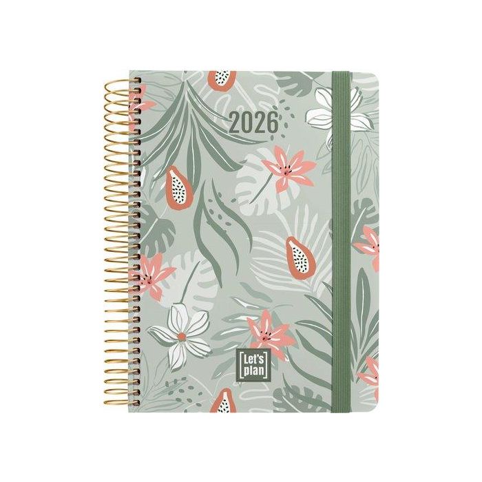 Agenda Anual (2026) Grafoplas Design Espiral Tapa Extra Con Goma A5 210X150 D/P Eden