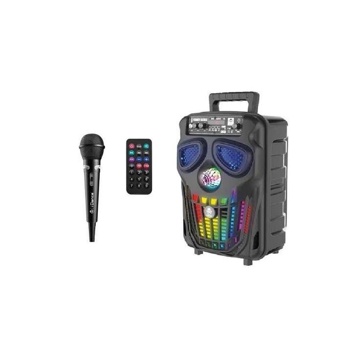 iDance Altavoz Portátil con Diseño Calavera Funky, Micrófono, Mando a Distancia, Luces y Batería Recargable USB - Color Negro