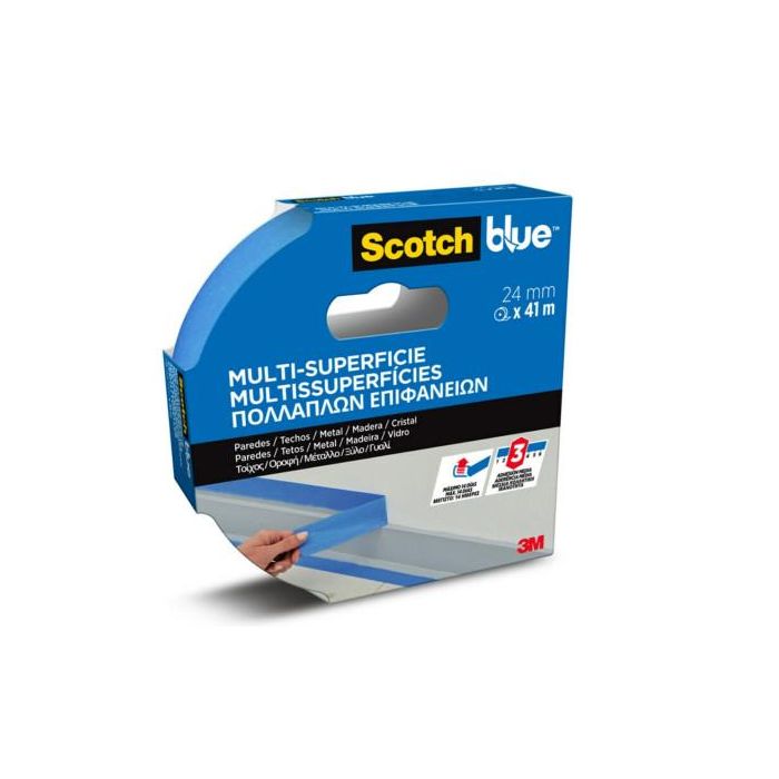 Rollo Cinta Adhesiva de Enmascarar Pintor Scotchblue Multisuperficie 24Mm X 41M Scotch 7100289922