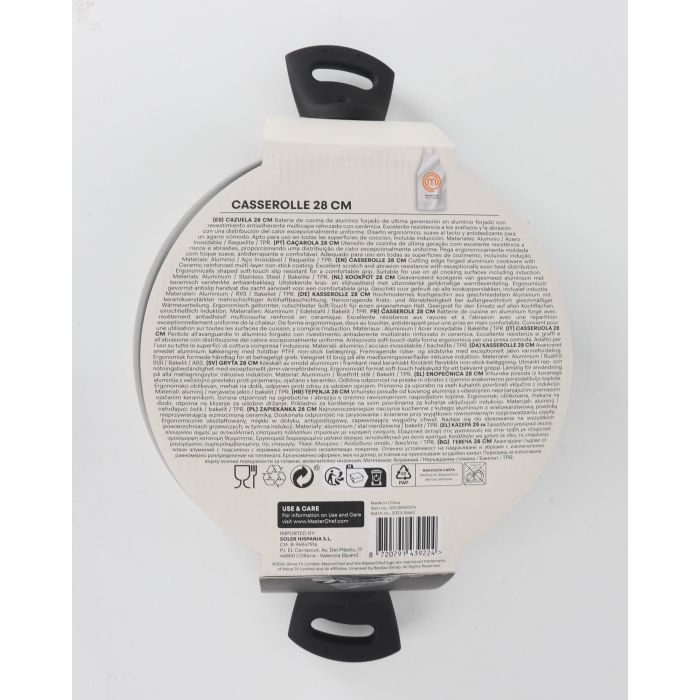 Cacerola con tapa de vidrio 28 cm aluminio forjado 2.8 mm (4 Unidades) 6 Cacerola con tapa de vidrio 28 cm aluminio forjado 2.8 mm (4 Unidades) 6