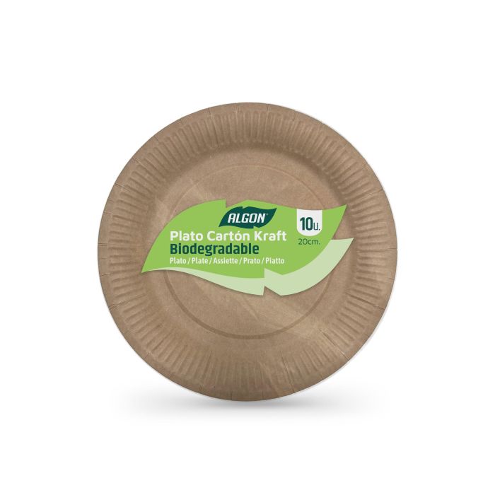Set de 10 platos de cartón Kraft 20 cm Algon (24 Cajas) 6 Set de 10 platos de cartón Kraft 20 cm Algon (24 Cajas) 6