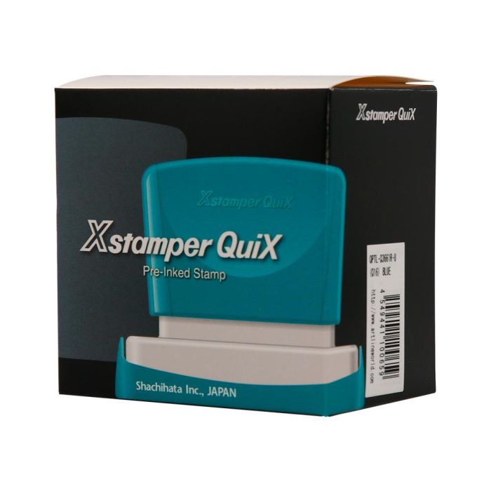 Sello X'Stamper Quix Personalizable Color Azul Medidas 36x61 mm Q-16 8