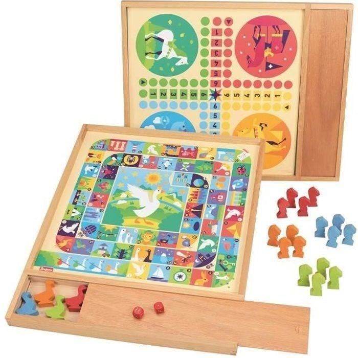 JEUJURA Goose and little horse games - Bandeja con estuche de madera JEUJURA Goose and little horse games - Bandeja con estuche de madera