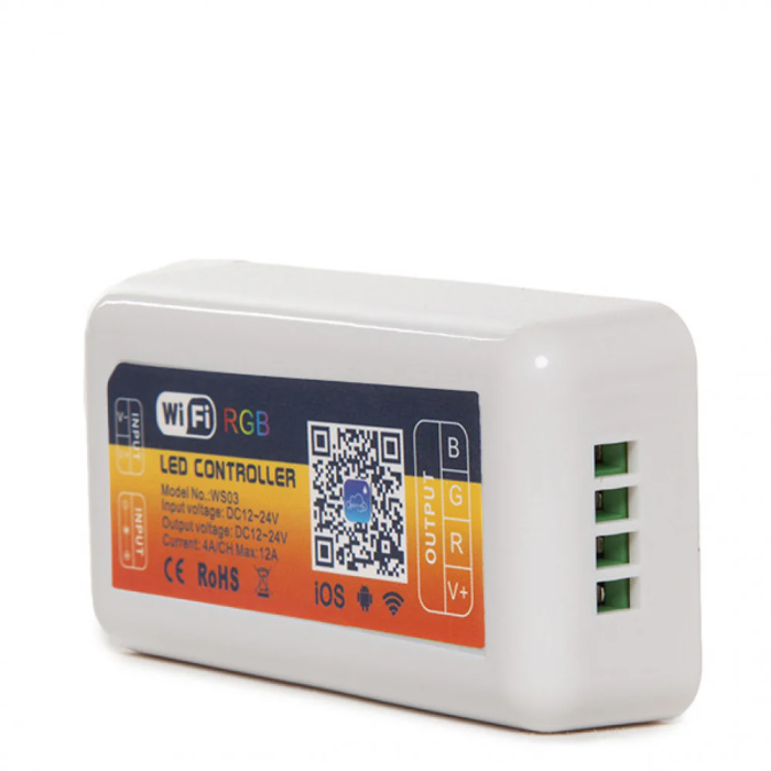 Controlador Wifi Tira LED RGB 12V-24V Compatible Alexa, Temporizador, Escenas, Control App