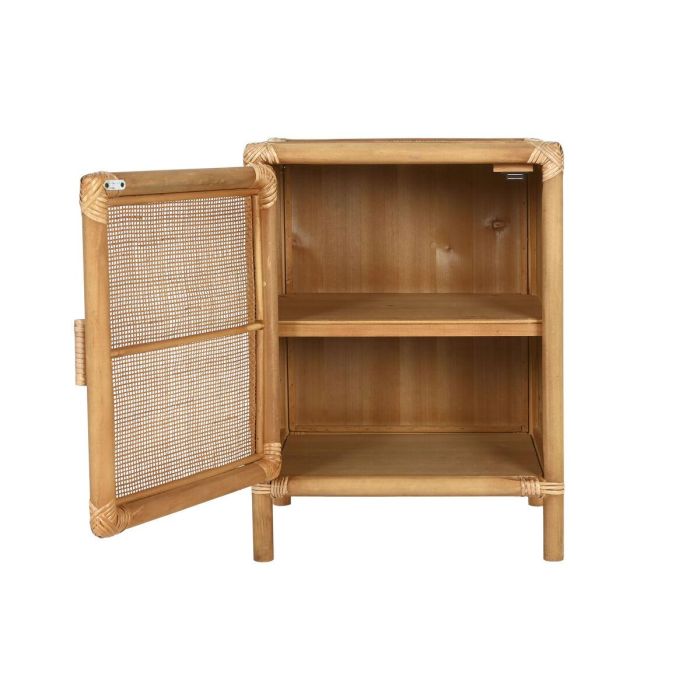 DKD Home Decor Mesita Auxiliar de Abeto y Ratán Tropical con 1 Puerta y 1 Estante Marrón Claro 46x35x60 cm 5 DKD Home Decor Mesita Auxiliar de Abeto y Ratán Tropical con 1 Puerta y 1 Estante Marrón Claro 46x35x60 cm 5