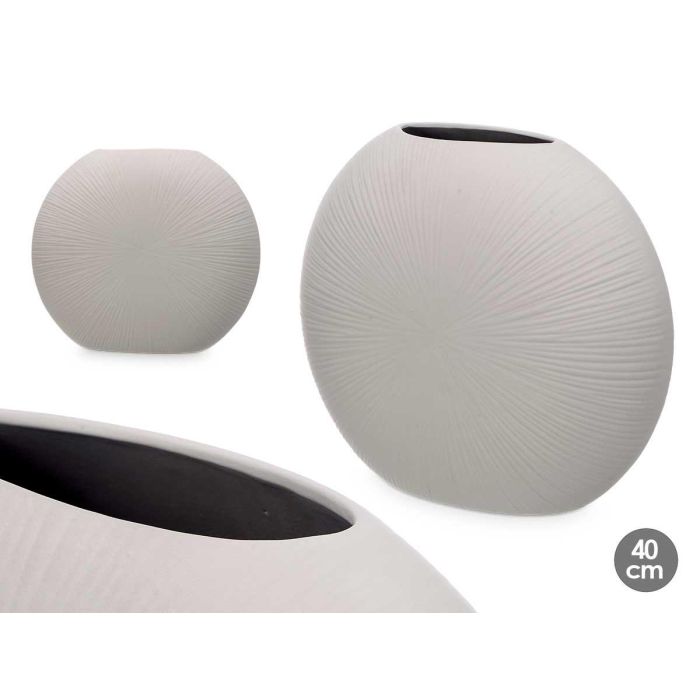 Jarrón de Cerámica Circular Gris 40 cm - Giftdecor (2 Unidades) Jarrón de Cerámica Circular Gris 40 cm - Giftdecor (2 Unidades)