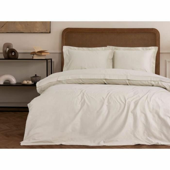 Juego de cama 1 funda nórdica 220x240 cm 2 fundas almohada 60x60 cm 100% algodón satén Beige 2 Juego de cama 1 funda nórdica 220x240 cm 2 fundas almohada 60x60 cm 100% algodón satén Beige 2