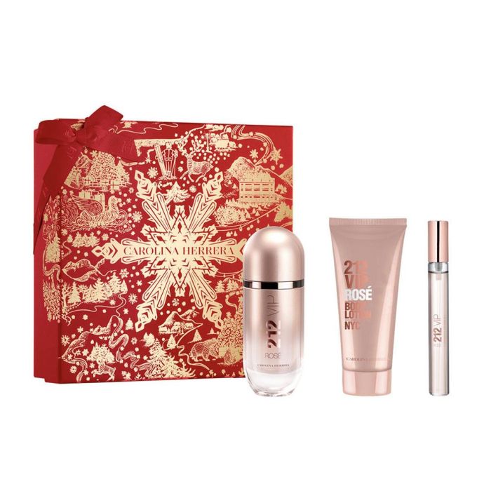 Carolina Herrera 212 vip rose eau de parfum 80 ml vaporizador + locion corporal perfumada 100 ml + miniatura 10 ml vaporizador