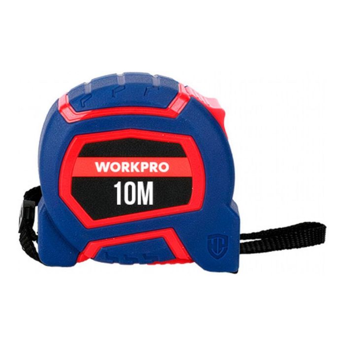 Workpro Flexómetro 10 m x 25 mm, Cinta Métrica Rápida con Gancho Magnético y Hoja Recubierta de Nylon, Bloqueo Inferior