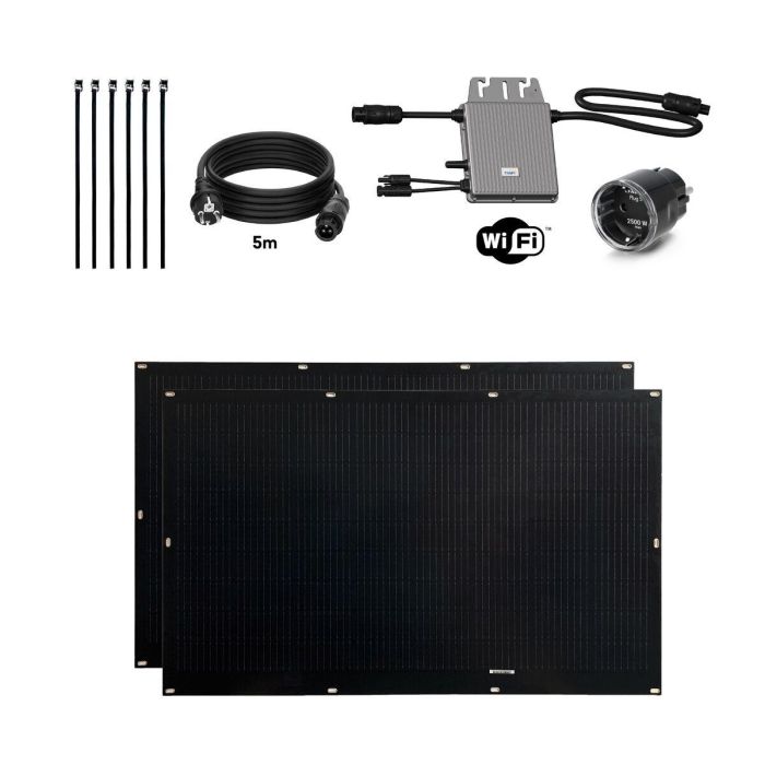 Kit Solar Autoinstalable Flex Full Black 400W x2 paneles solares ultraligeros y flexibles. Uso recomendado para balcón. 11