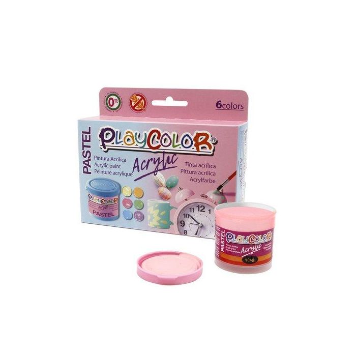 Pintura Acrilica Playcolor Pastel Surtido Caja De 6 Colores 40 Ml