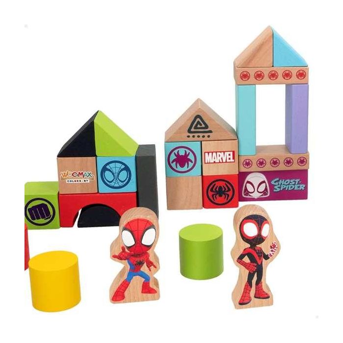 Cubo blocs de madera spidey amazing friends con 50 piezas 2 Cubo blocs de madera spidey amazing friends con 50 piezas 2