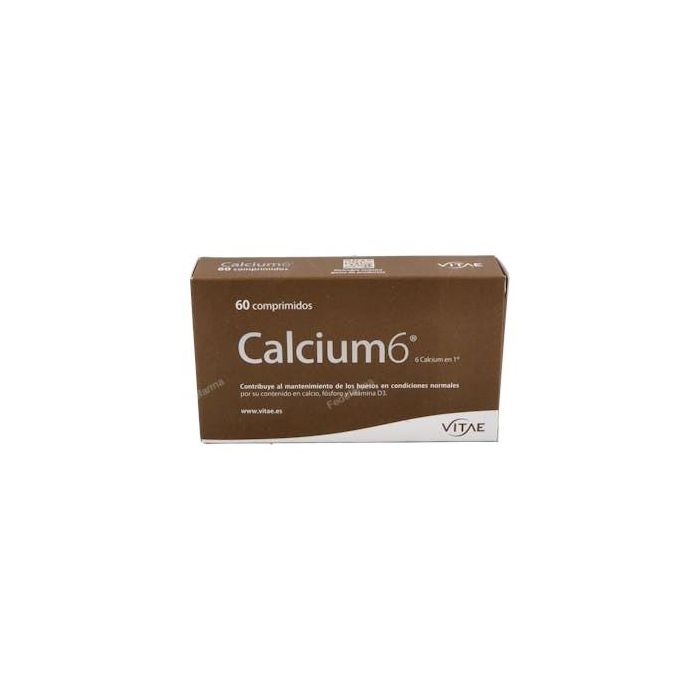 VITAE Calcium6 60 Comp. Complemento alimenticio calcio, fósforo, Vitamina D3 para huesos y músculos