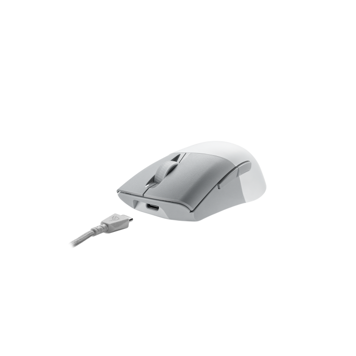 Asus Ratón ROG Keris Wireless AimPoint 90MP02V0-BMUA10, RF Wireless + Bluetooth + USB Type-C, Óptico 36000 DPI, Mano Derecha, Blanco 3
