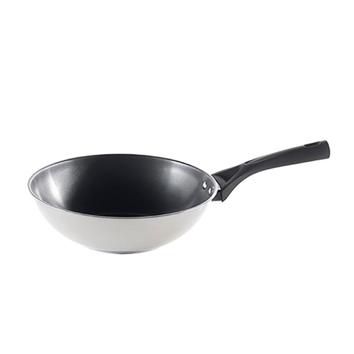 Pyrex Wok Expert Acero Inoxidable 48x29x14 cm con Asas Baquelita, Apto Inducción, Vitro, Gas, Eléctrico y Lavavajillas