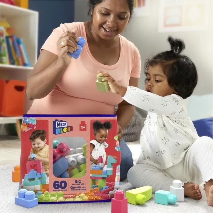 Mattel Bolsa Construccion Mega Blocks 60 Piezas Rosa 4