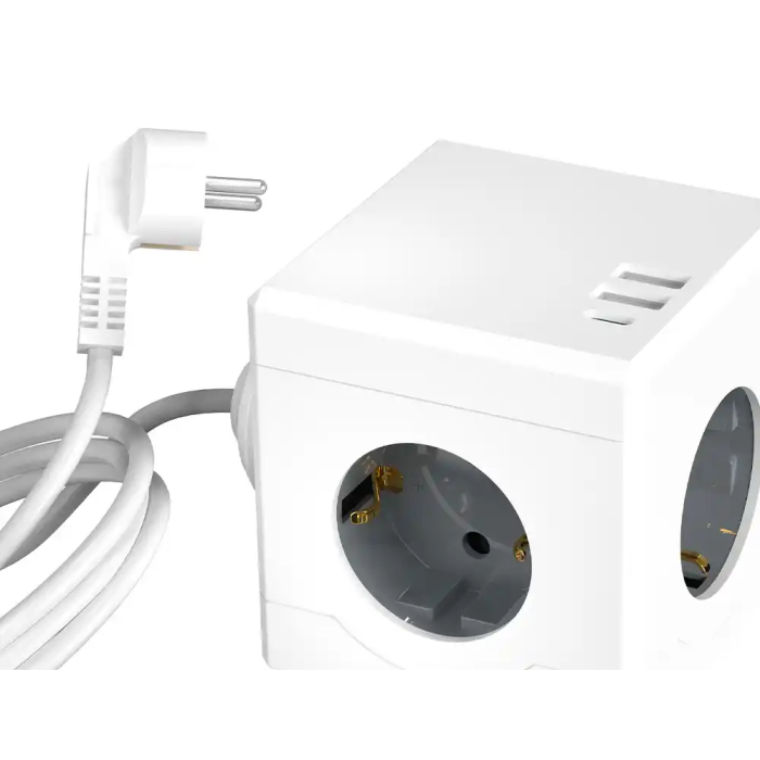 Q-connect Regleta Power Cube 6 en 1 con 3 Enchufes, 2 USB y 1 USB-C, Cable de 1.4m 2 Q-connect Regleta Power Cube 6 en 1 con 3 Enchufes, 2 USB y 1 USB-C, Cable de 1.4m 2
