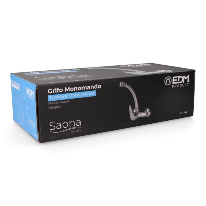 Edm Grifo Monomando de Cocina Caño Alto Empotrado Serie Saona Cromado
