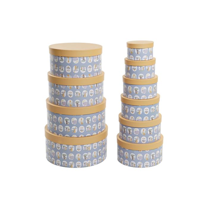 Caja Kids DKD Home Decor Azul Amarillo 37.5 x 18 x 37.5 cm Set de 10