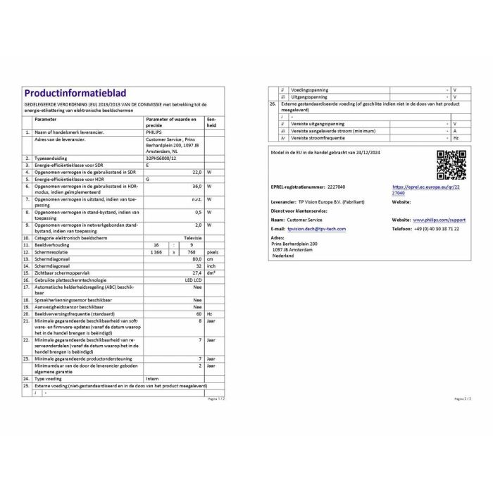 Smart TV Philips 32PHS6000/12 HD 32" LED HDR 3