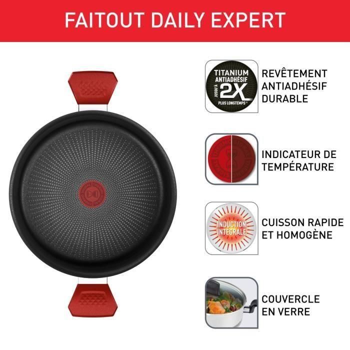 Tefal Faith 24 cm, inducción, no pata, cubierta de vidrio, ergonómico, hecho en Francia, experto diario C2894602 1