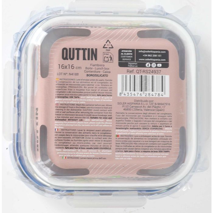 Inde Fiambrera Cuadrada con Tapa Hermética 16x16 cm Estilo Boho (6 Unidades)