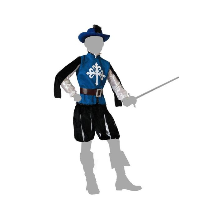 Disfraz Mosquetero Medieval Azul Niño 10-12 Años 4 Disfraz Mosquetero Medieval Azul Niño 10-12 Años 4