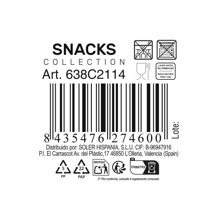 Bolsa de snacks colores Ø 14 x 5,5 cm - Inde (48 Unidades) 3 Bolsa de snacks colores Ø 14 x 5,5 cm - Inde (48 Unidades) 3