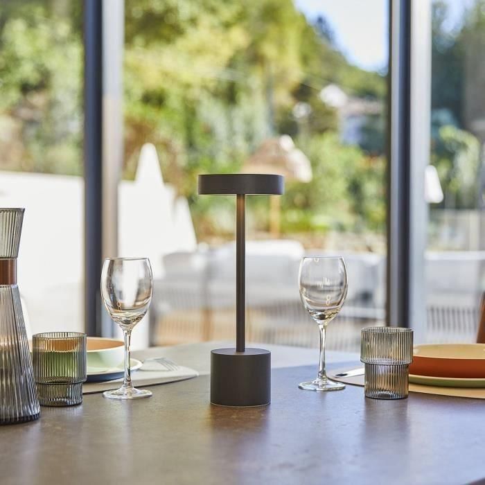 Lámpara de mesa inalámbrica - LUMISKY - ROBY - H30 cm - Aluminium Touch - Gris oscuro - LED 4 Lámpara de mesa inalámbrica - LUMISKY - ROBY - H30 cm - Aluminium Touch - Gris oscuro - LED 4