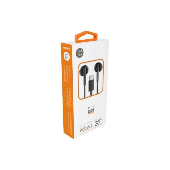 Auriculares hip negros, con usb-c. tech one tech 1 Auriculares hip negros, con usb-c. tech one tech 1