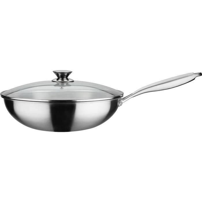 GSW Wok pro con tapa - Ø 32 cm - Fondo de 3 CAPAS - Mango remachado - Acero inoxidable - Todas las fuentes de calor, incluida la inducción GSW Wok pro con tapa - Ø 32 cm - Fondo de 3 CAPAS - Mango remachado - Acero inoxidable - Todas las fuentes de calor, incluida la inducción