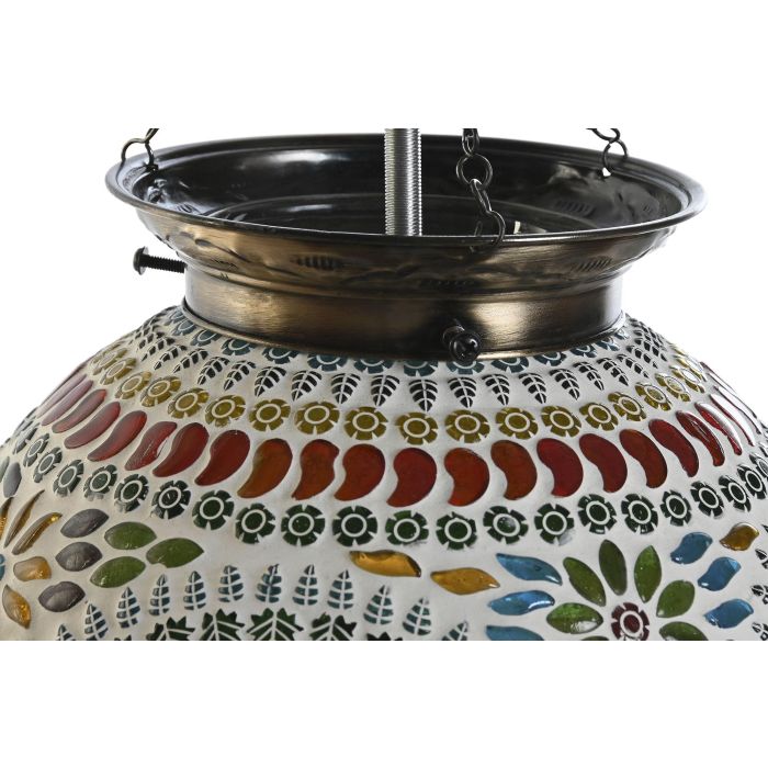 DKD Home Decor Lámpara de Techo Árabe Mosaico Craquelado Multicolor Cristal Metal E14 25W 25x25x30 cm Pack de 2 2 DKD Home Decor Lámpara de Techo Árabe Mosaico Craquelado Multicolor Cristal Metal E14 25W 25x25x30 cm Pack de 2 2
