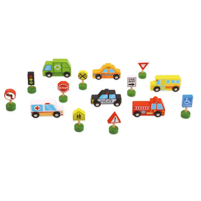 Imaginovo Juego Infantil de Madera Vehículos y Señales de Tráfico +3 Años 16 Piezas 30x22x4cm 1