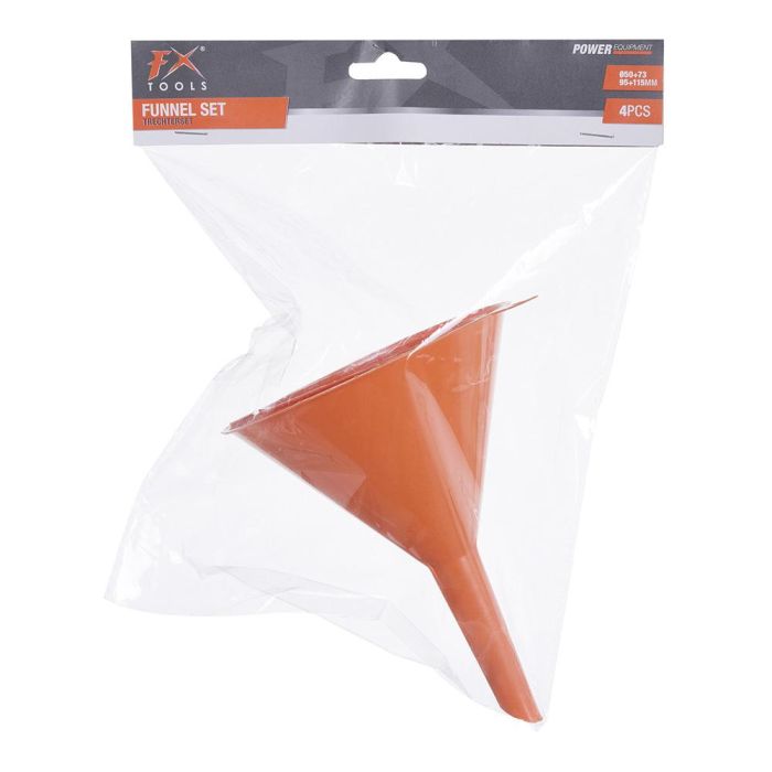 Fx Tools Set 4 Embudos Naranja Medidas: 5x8,5cm/7,2x11cm/10x14,5cm/12x16cm PVC 1