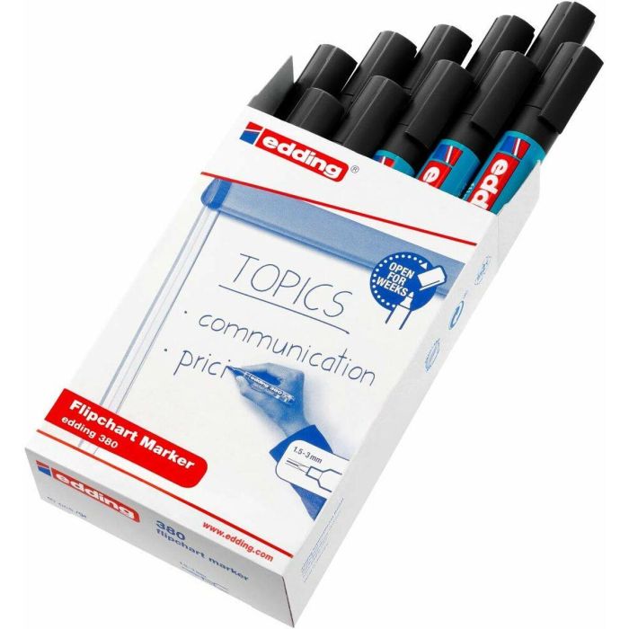 Marcador Edding 380 Flipchart Negro (10 Unidades) 1