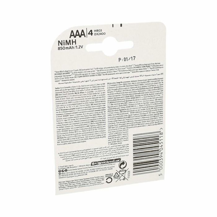 Pilas Recargables DURACELL DURDLLR03P4B 1,5 V (4 Unidades) 1 Pilas Recargables DURACELL DURDLLR03P4B 1,5 V (4 Unidades) 1