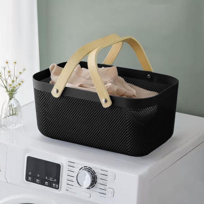 Confortime Cesta Organizadora Rectangular de Plástico con Asa de Madera 41.4 x 26.9 x 17.8 cm 11 Confortime Cesta Organizadora Rectangular de Plástico con Asa de Madera 41.4 x 26.9 x 17.8 cm 11