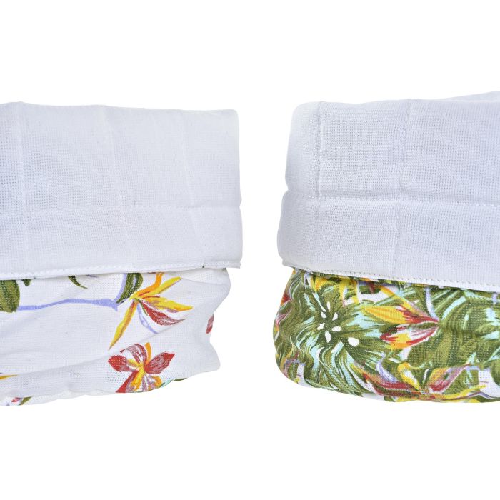 DKD Home Decor Cesta Organizadora Decorativa Tropical Colección Tropic Garden Algodón Multicolor Blanco 16x10x16 cm Set 4 Unidades 1 DKD Home Decor Cesta Organizadora Decorativa Tropical Colección Tropic Garden Algodón Multicolor Blanco 16x10x16 cm Set 4 Unidades 1